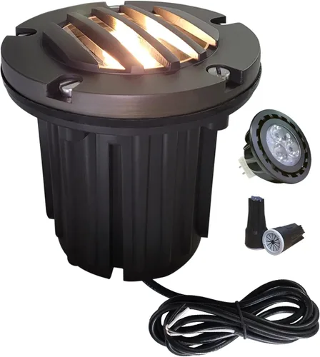 Miniatura 24 de MALORY Luces de Paisaje de Bajo Voltaje, (4.6''A) Cubierta Superior de Latón 12V Luces Empotradas en el Suelo para Exteriores, Iluminación LED