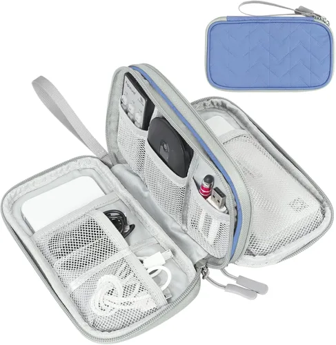 Miniatura 52 de FYY Organizador electrónico, organizador de cables de viaje, bolsa de transporte para accesorios electrónicos, portátil, impermeable, doble capa