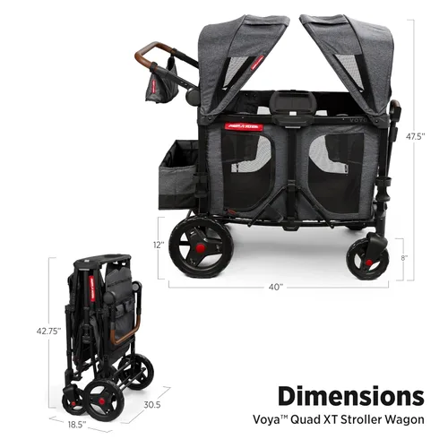Miniatura 4 de Radio Flyer Voya XT Cochecito Vagón para Bebé – Carrito Rodante de Juego al Aire Libre y Carrito de Playa con Ruedas, Vagón Cochecito Cuádruple
