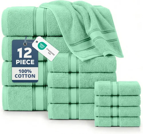 Miniatura 95 de Lane Linen Juego de 4 toallas de baño de 100 % algodón (35 x 66 pulgadas), juego de toallas de baño extragrandes de algodón sin torsión, secado Gris