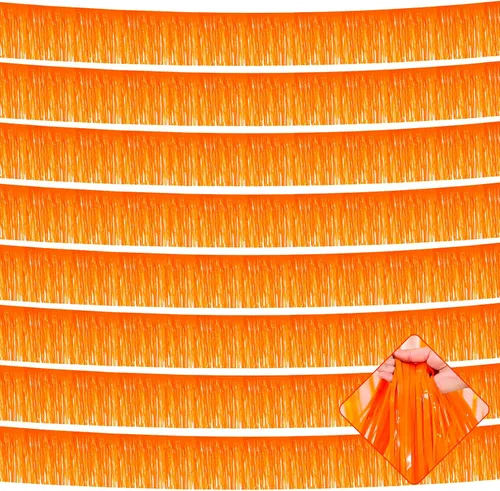 Miniatura 27 de Paquete de 10 unidades de guirnalda de flecos de papel de aluminio de 10 pies con lentejuelas metálicas, bandera para colgar en la pared, telón