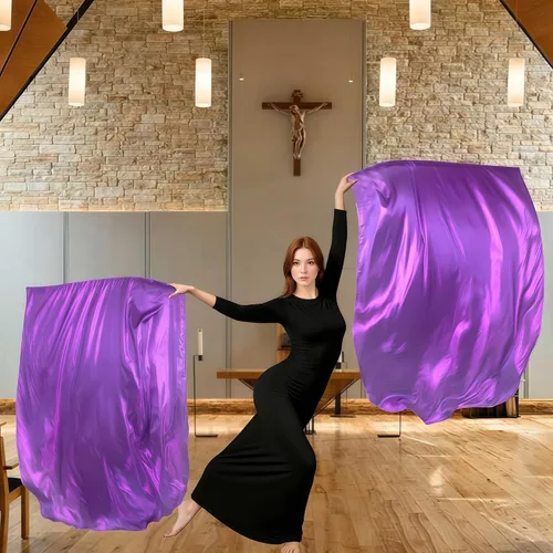 Miniatura 6 de Baisdan Banderas de adoración de 55 pulgadas para adolescentes, bandera de baile de alabanza para principiantes, banderas de iglesia con varillas