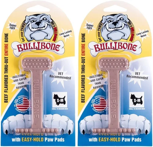 Miniatura 37 de Bullibone Juguete masticable de nailon para perros masticadores agresivos, hueso de higiene dental con sabor a tocino, juguetes duraderos