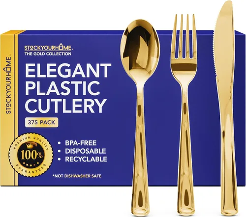 Miniatura 8 de Stock Your Home 125 cuchillos desechables de plástico resistente, cubiertos de plástico elegantes que parecen cubiertos reales, utensilios perfectos