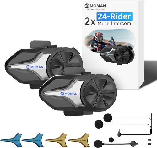 Miniatura 9 de Moman Intercomunicador para motocicleta, sistemas de comunicación de intercomunicación de grupo, FM, estéreo de alta fidelidad, cancelación de ruido