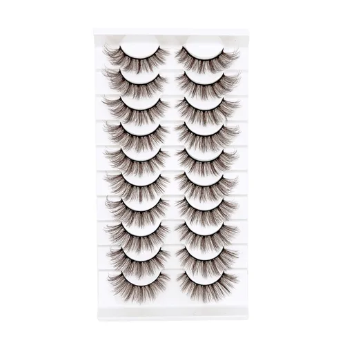 Miniatura 13 de Pestañas marrones, pestañas postizas de ojo de gato, pestañas postizas de visón esponjosas, dramáticas, de color marrón oscuro, pestañas postizas