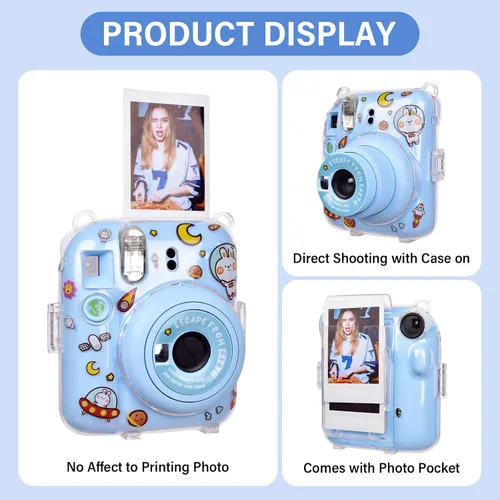 Miniatura 4 de Funda rígida transparente mejorada con adhesivo de bricolaje para cámara instantánea Fujifilm Instax Mini 12, funda transparente Instax Mini 12