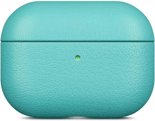 Miniatura 2 de Lopie Funda de piel para AirPods Pro de 2ª generación, azul cian, funda protectora totalmente envuelta con piel de cordero, protección de 360
