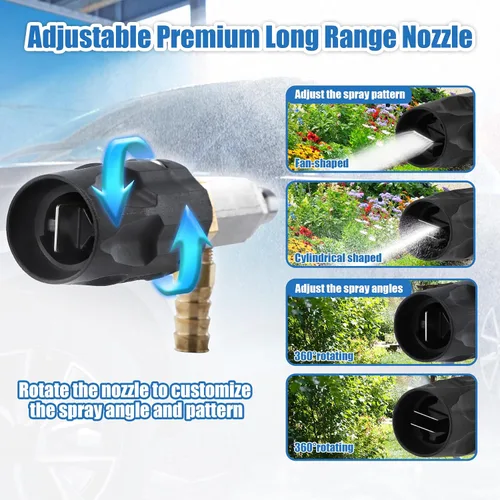 Miniatura 2 de JOEJET Inyector aguas abajo para lavadora a presión, kit de inyector químico ajustable, lavadora de potencia variable Boquilla de largo alcance