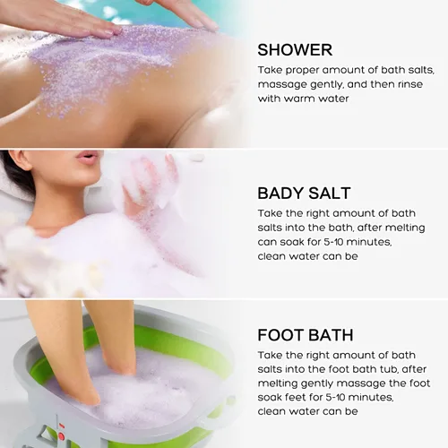 Miniatura 6 de Sales de remojo de pies con sal de Epsom para remojar lavanda kit de pedicura para baño de pies, paquete de 20 sales marinas de baño, pedicura