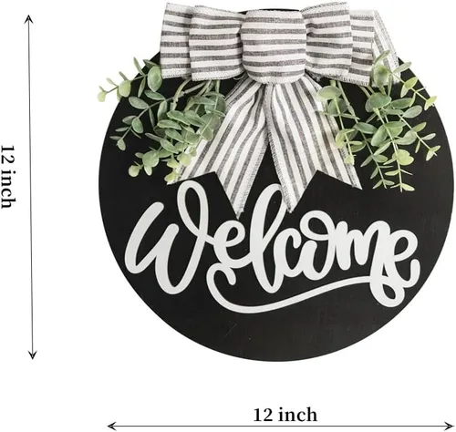 Miniatura 2 de Cartel de Bienvenida para Puerta Delantera con Decoración de Corona para Todas las Estaciones Decoración de Porche Delantero Colgante Regalo