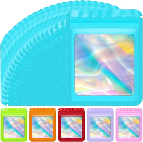 Miniatura 19 de Jetmore 100 piezas Bolsas Holográficas Mylar Resellables para Pequeñas Empresas Bolsa de Embalaje Sellable para Dulces Almacenamiento de Alimentos