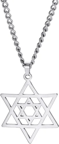 EUEAVAN Collar con dije de estrella de David contra el mal de ojo de seis puntas con dije de estrella de David, hexagrama demoníaco religioso,