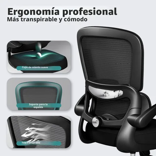 Miniatura 5 de TRALT Silla de oficina – Silla de escritorio ergonómica con soporte lumbar ajustable, silla de computadora de malla, sillas ejecutivas para oficina