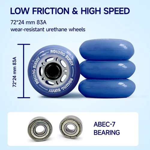 Miniatura 4 de Patines en línea para mujeres y niñas, cuchillas de rodillo de tamaño ajustable para mujeres adultas, carcasa dura ABEC-7, suaves y cómodos Azul
