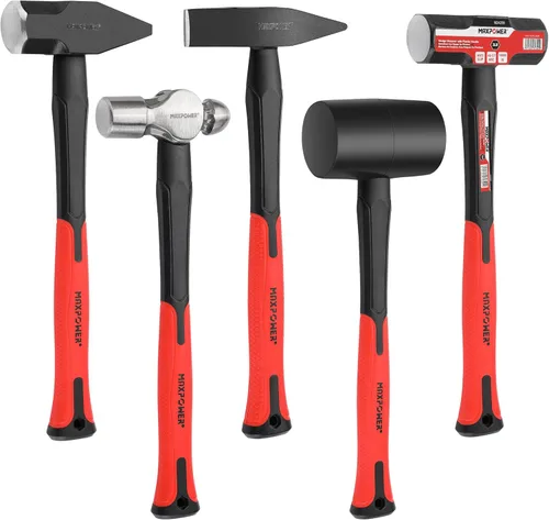 Miniatura 12 de MAXPOWER Martillo de trineo de 4 libras, cabeza de acero, mango de fibra de vidrio de 12 pulgadas resistente a los golpes