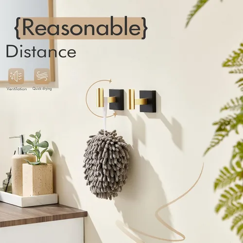 Miniatura 7 de KOKOSIRI Ganchos para batas de baño, ganchos para toallas, ganchos montados en la pared, accesorios de baño, paquete de 2 unidades, color negro