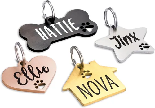 Miniatura 26 de Ultra Joys Placas de Identificación para Perros Personalizadas para Mascotas - Placa de ID Personalizada con Pata Hueca - Placa Grabada para Perros