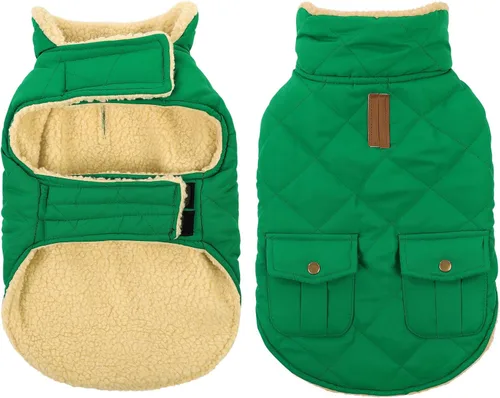 Miniatura 17 de Queenmore Abrigo de invierno para perro, chaqueta de vellón, ropa impermeable para perros para clima frío, acolchado de algodón grueso y cálido, Rosa