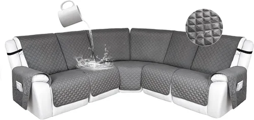 Miniatura 134 de HDCAXKJ Fundas de sofá seccional reclinable 100% impermeable, forma de L, funda de sofá reclinable lavable acolchada suave para mascotas, perro