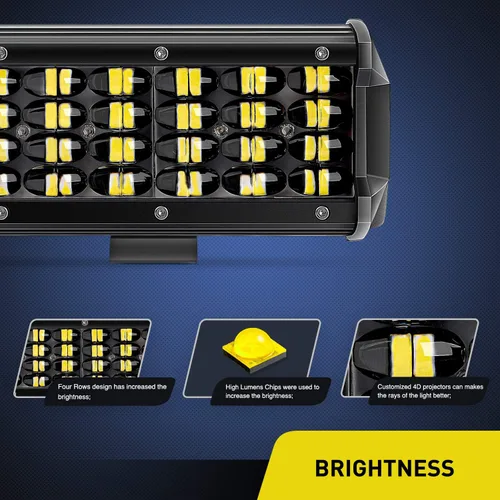Miniatura 3 de Nilight 18024C-A barra de 20 pulgadas 420w, combo de punto de inundación de triple fila 42000LM, barra con luces LED para todoterreno o para camiones