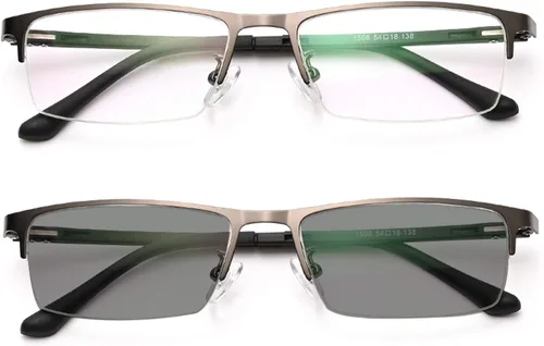 Miniatura 7 de COTIA/Gafas de lectura Fotocromáticas Turn Gray 2021 Hombres Metal Medio marco Presbicia Gafas Negro