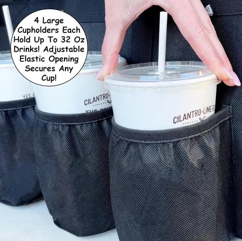 Miniatura 4 de FRESHIE Bolsa térmica para entrega de alimentos con portavasos/bebidas Premium, para Doordash, Uber Eats, Grubhub, bolsa de pizza, catering