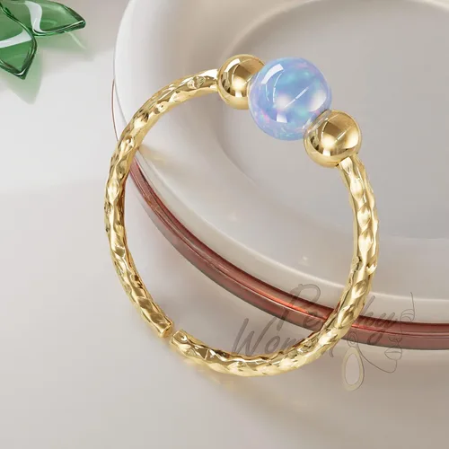 Miniatura 13 de Anillos de hélice de oro martillado 20G + ópalos + liso