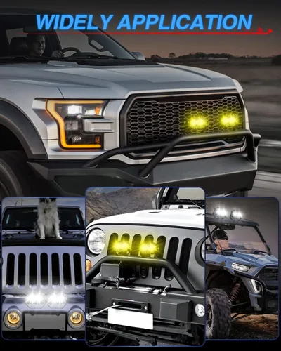 Miniatura 3 de BraveWAY Luces antiniebla ámbar de 4 pulgadas, 80 W, cápsulas LED amarillas de 9600 lúmenes, superbrillantes con arnés, haz de punto amarillo, luces