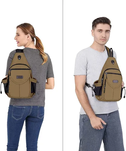Miniatura 5 de MOSISO Mochila tipo bandolera, mochila de día para senderismo de lona con bolsillo antirrobo