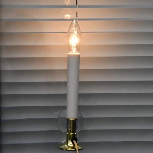 Miniatura 5 de Paquete de 4 velas eléctricas de Navidad con base chapada en oro, velas de ventana de Navidad con bombillas transparentes C26 de 7 W, luces de vela