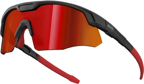 Gafas de sol de béisbol pequeñas envolventes para jóvenes, niños y mujeres, para correr, ciclismo, deportes al aire libre S598 Negro/Negro Rojo