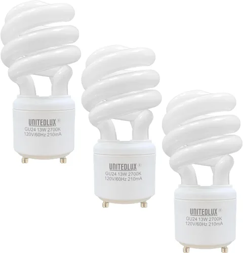 13 vatios T2 espiral CFL GU24 base de bombilla de luz de 2 clavijas 2700 K 900 lm 120 V 60 Hz Bombilla de Luz - Mini espiral de bloqueo giratorio -