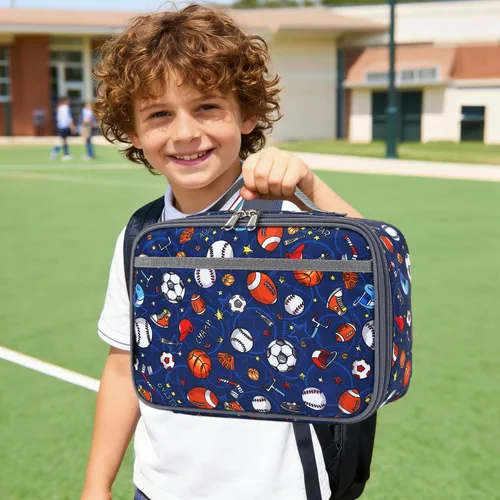 Miniatura 6 de FlowFly Lonchera para niños, bolsa suave aislada, mini hielera para el regreso a clases, kit de bolsa térmica para comidas, para niñas, niños, fútbol