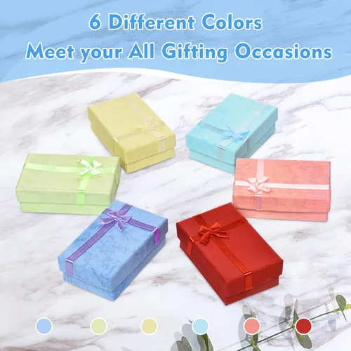 Miniatura 4 de AQUEENLY Cajas de regalo de joyería, paquete de 24 cajas de joyería de cartón a granel para collares, anillos, pulseras, aretes, cajas de joyería