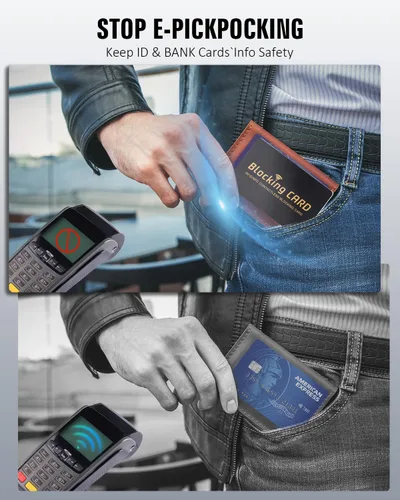 Miniatura 7 de Schembo Funda de bloqueo RFID, protector de tarjeta de débito y crédito contactless NFC y pasaporte, una tarjeta protege toda la cartera/bolso