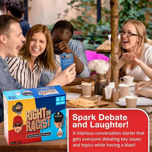 Miniatura 2 de Juego de fiesta para adultos con texto en inglés "Right or Racist", ideal como regalo de cumpleaños