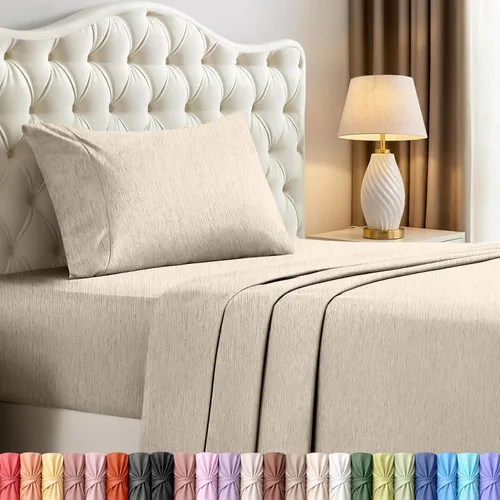 Miniatura 98 de Juego de sábanas King de Utopia Bedding – Juego de 4 sábanas para cama King, microfibra suave y transpirable, incluye 1 sábana bajera, 1 sábana Beige