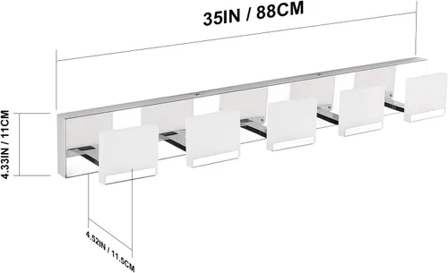 Miniatura 2 de Ralbay Luces LED modernas para tocador de baño, 5 luces, lámpara de pared de baño de acero inoxidable acrílico