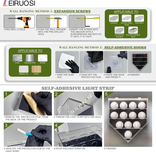 Miniatura 3 de Estuche de exhibición de béisbol, estuche acrílico para pelotas de béisbol, caja iluminada de sombra de béisbol, caja de sombra de béisbol