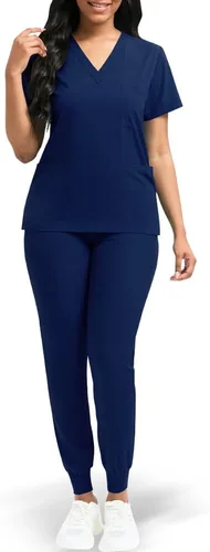 Miniatura 2 de niaahinn Conjunto de ropa quirúrgica clásica con cuello en V y pantalón deportivo de yoga, uniforme médico de enfermería