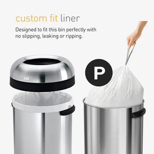 Miniatura 7 de simplehuman Bote de basura Bullet con tapa abierta de 60 litros/16 galones, calibre pesado de grado comercial, acero inoxidable cepillado