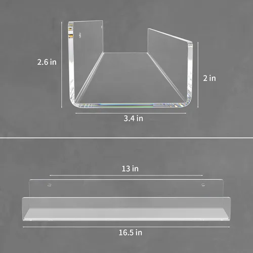Miniatura 3 de NIUBEE Estanterías flotantes de acrílico de 16.5 pulgadas, paquete de 2, estantes de pared modernos transparentes para niños/niños, estantes