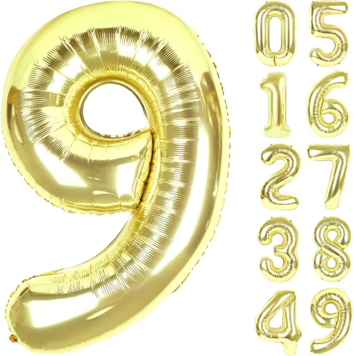 Miniatura 82 de Globo de cumpleaños número 4 dorado de 40 pulgadas, globos gigantes del número cuatro 14 24 34 40 44 2024, globos grandes de lámina de mylar para Oro