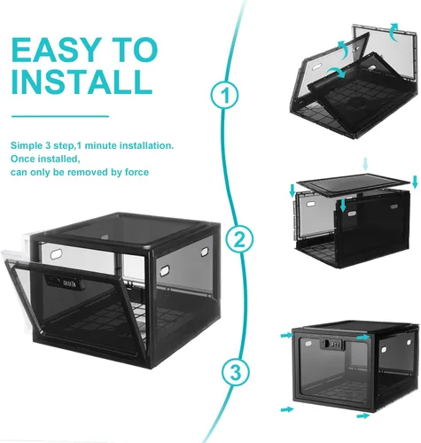 Miniatura 7 de Lalifebuss Cajas de cerradura de combinación para artículos personales, caja de almacenamiento con cerradura para casillero de Negro