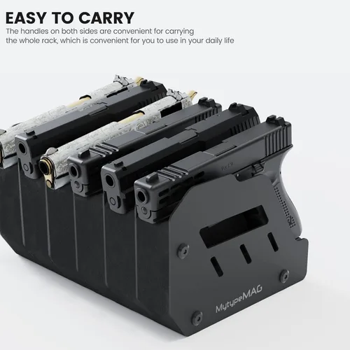 Miniatura 3 de Estante para pistolas, organizador de accesorios para pistolas, organizador seguro para pistolas con almacenamiento de espuma suave Negro 6 ranuras