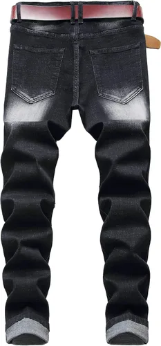 Miniatura 2 de DANT BULUN Jeans de motociclista para hombre, rasgados, ajustados, rectos y con cremallera Deco