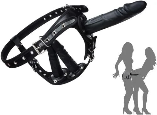 Miniatura 2 de Consoladores de correa con cinturón de arnés y 4 fundas reutilizables para el pene para una estimulación intensa