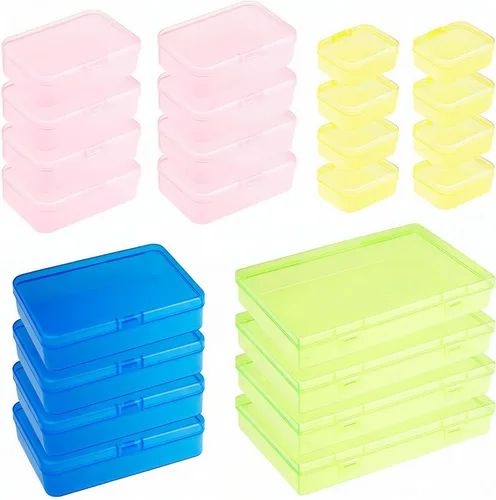 Miniatura 20 de Goodma 4 Piezas Cajas Rectangulares de Plástico Vacías Contenedores Organizadores de Almacenamiento con Tapas con Bisagras para Artículos Pequeños