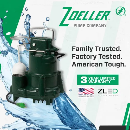 Miniatura 7 de Zoeller Bomba de sumidero M98 Flow-Mate - 1/2 HP - Hierro fundido - Enchufe de alimentación LED - Alto flujo - Turbina de vórtice - Hardware
